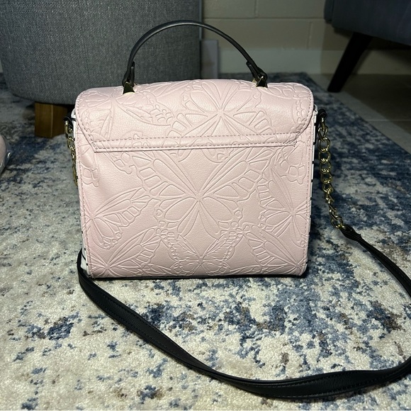 NWT Luv Betsey Johnson Lavender Butterfly Lbaddy Blush Stripe Crossbody Bag - Picture 5 of 11